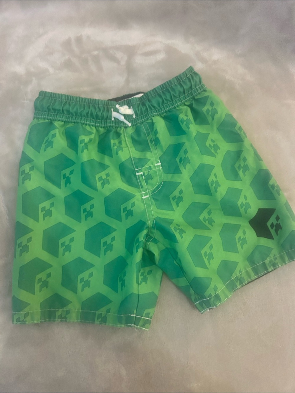 Size XS Kids Green Minecraft Swim Shorts